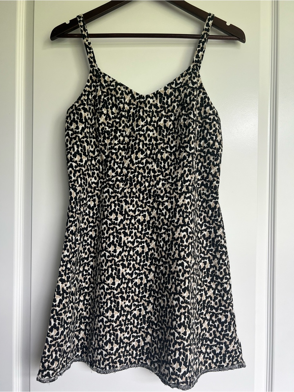 Old Navy Cheetah Print Linen Cami Mini Dress Black Beige Tan White Womens M